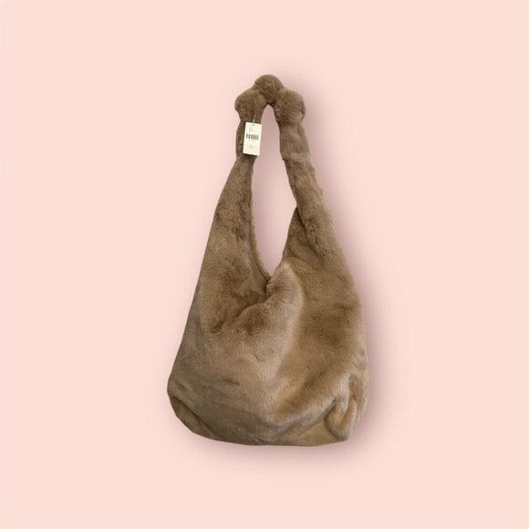 NWT. Anthropologie Furry Knotted Bag With Matching Pouch. - Picture 1 of 8